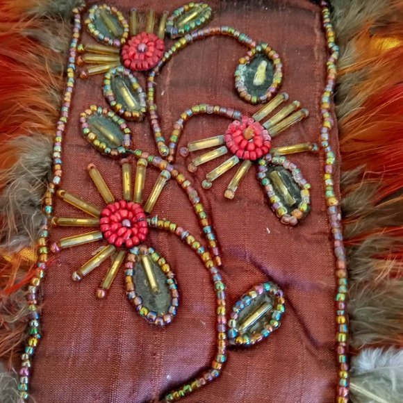 Mary Frances Yellow Beaded Feather Handbag Chain Strap - Picture 3 of 5